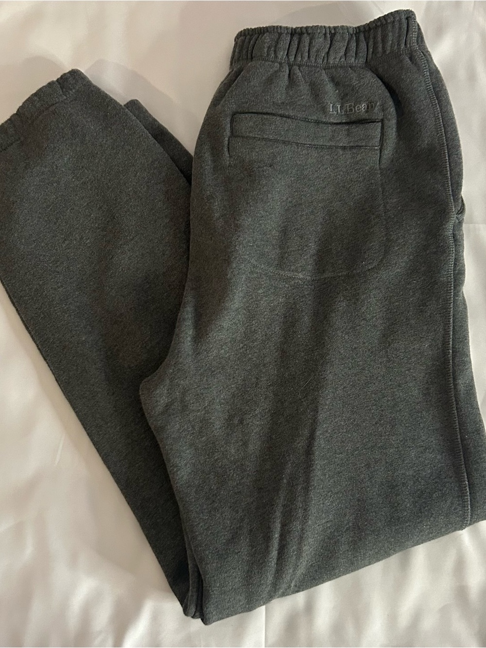 Vtg L.L. Bean Tapered Zip Fly Gray Fleece Jogger Size Medium